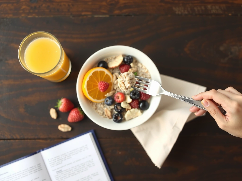 Zdrowe śniadanie na drewnianym blacie